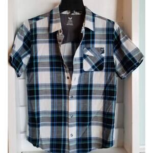 Boy's Shawn White Button Down Collared Plaid Shirt Size L (12-14)